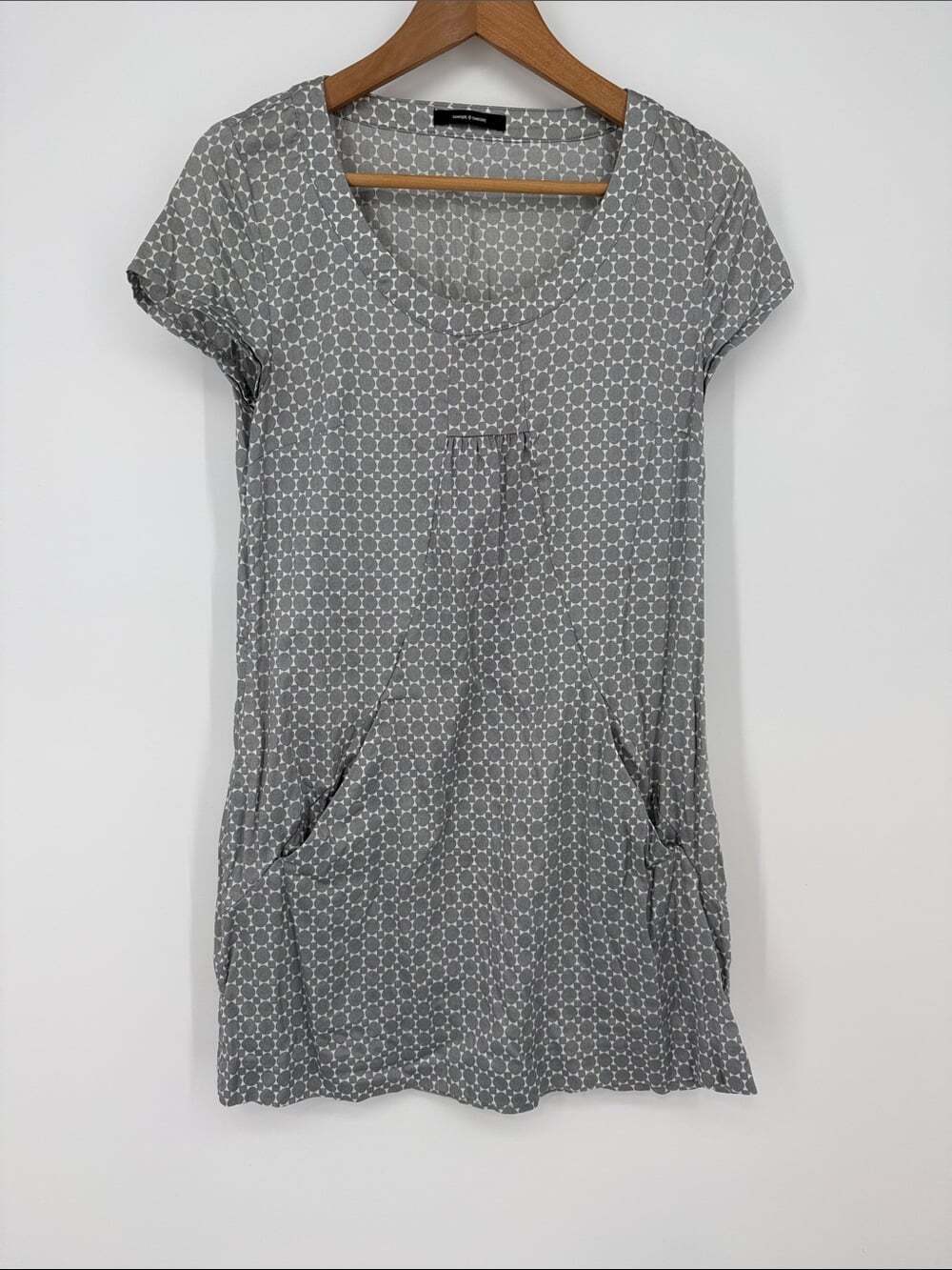 Samsoe Samsoe Liseleje Gray Short Sleeve Patterned Tunic Dress
